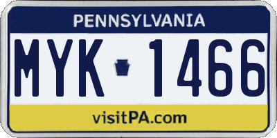 PA license plate MYK1466
