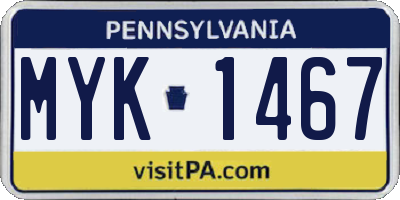 PA license plate MYK1467