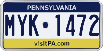 PA license plate MYK1472