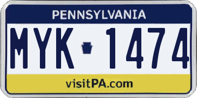 PA license plate MYK1474