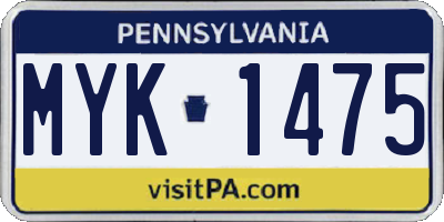 PA license plate MYK1475