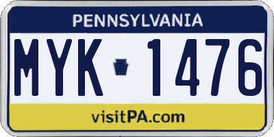 PA license plate MYK1476