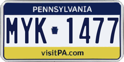 PA license plate MYK1477