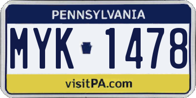PA license plate MYK1478