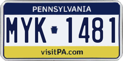PA license plate MYK1481
