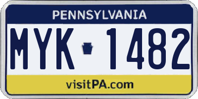PA license plate MYK1482