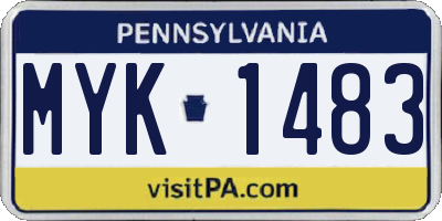 PA license plate MYK1483