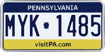 PA license plate MYK1485