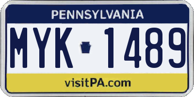 PA license plate MYK1489