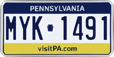PA license plate MYK1491
