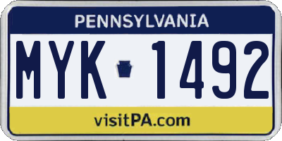 PA license plate MYK1492