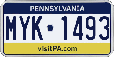 PA license plate MYK1493