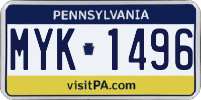 PA license plate MYK1496