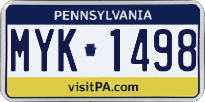 PA license plate MYK1498