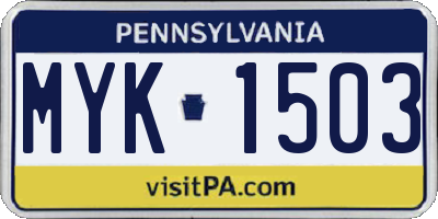 PA license plate MYK1503