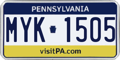 PA license plate MYK1505