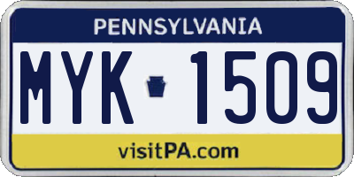 PA license plate MYK1509
