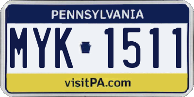 PA license plate MYK1511