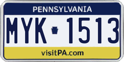 PA license plate MYK1513