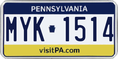 PA license plate MYK1514