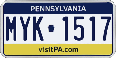 PA license plate MYK1517