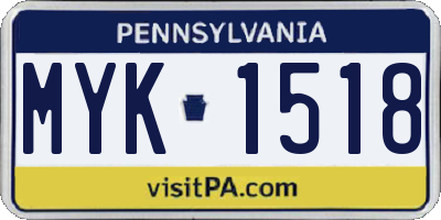 PA license plate MYK1518