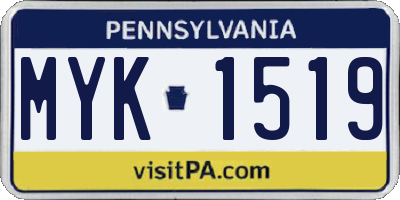 PA license plate MYK1519