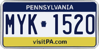 PA license plate MYK1520