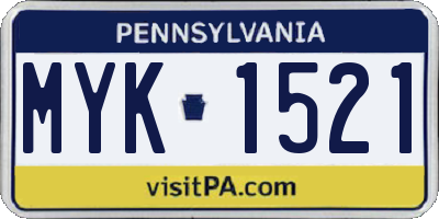 PA license plate MYK1521
