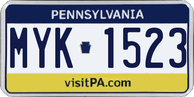 PA license plate MYK1523