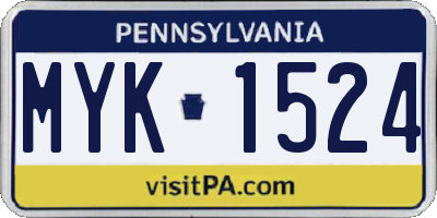 PA license plate MYK1524