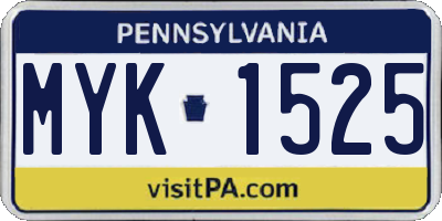 PA license plate MYK1525
