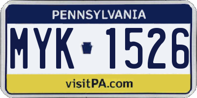 PA license plate MYK1526