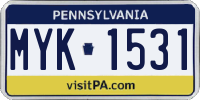 PA license plate MYK1531