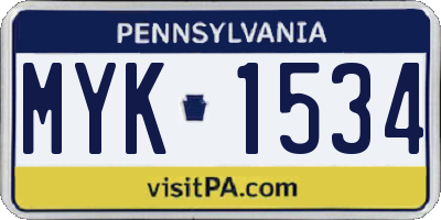 PA license plate MYK1534