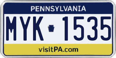 PA license plate MYK1535