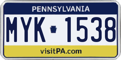 PA license plate MYK1538