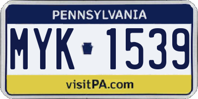 PA license plate MYK1539