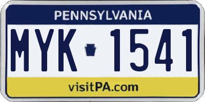 PA license plate MYK1541
