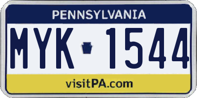 PA license plate MYK1544