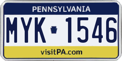 PA license plate MYK1546