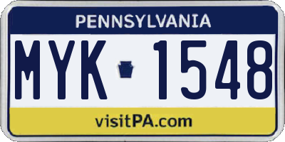 PA license plate MYK1548