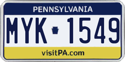 PA license plate MYK1549