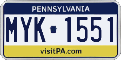 PA license plate MYK1551