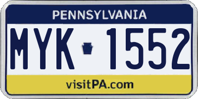 PA license plate MYK1552