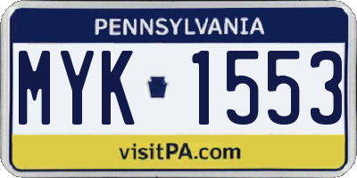 PA license plate MYK1553