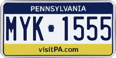 PA license plate MYK1555