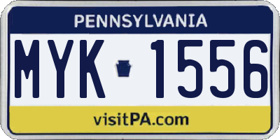 PA license plate MYK1556