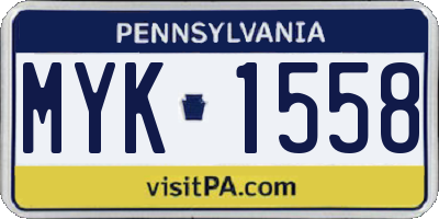 PA license plate MYK1558
