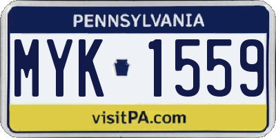 PA license plate MYK1559
